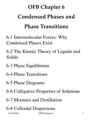 OFB Chapter 6 Condensed Phases and Phase Transitions