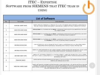 ITEC – Expertise Software from SIEMENS that ITEC team is using