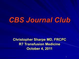 CBS Journal Club