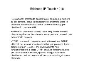 Etichetta IP- Touch 4018