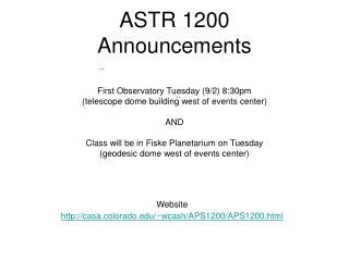 ASTR 1200 Announcements