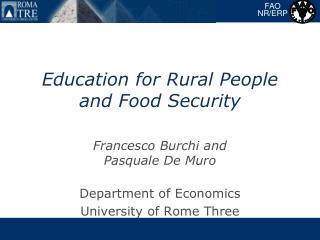Education for Rural People and Food Security