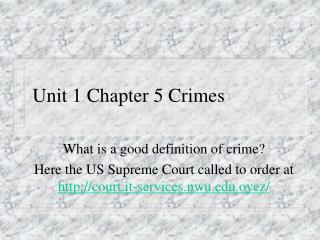 Unit 1 Chapter 5 Crimes