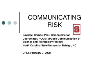 COMMUNICATING RISK