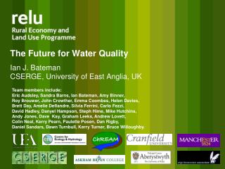 The Future for Water Quality Ian J. Bateman  CSERGE, University of East Anglia, UK