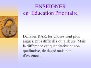 ENSEIGNER en Education Prioritaire