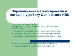 Впровадження методу проектів в методичну роботу Орлівського НВК
