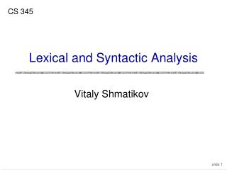 Lexical and Syntactic Analysis