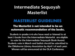The Masterlist is not intended to be an automatic recommendation of the books.