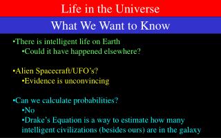 Life in the Universe