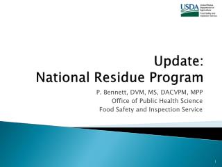 Update: National Residue Program