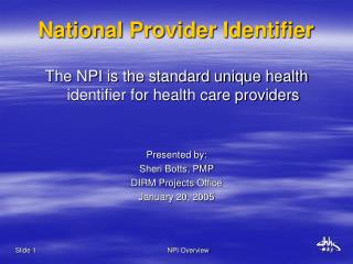 National Provider Identifier