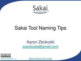 Sakai Tool Naming Tips