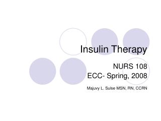 Insulin Therapy