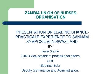 ZAMBIA UNION OF NURSES ORGANISATION