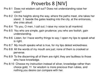 Proverbs 8 [NIV]