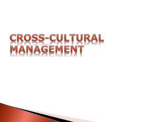 CROSS-CULTURAL MANAGEMENT