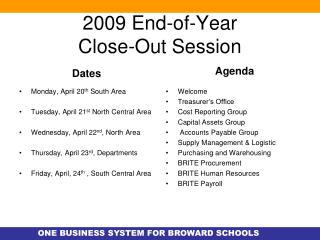 2009 End-of-Year Close-Out Session