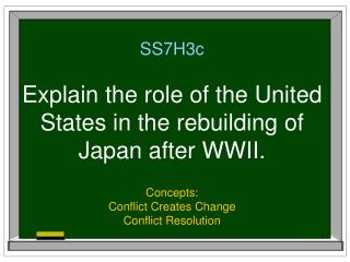 SS7H3c Explain the role of the United States in the rebuilding of Japan after WWII.
