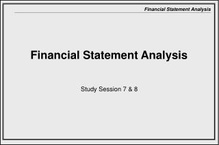 Financial Statement Analysis