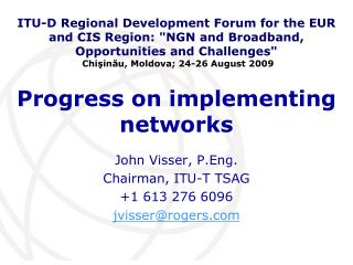 Progress on implementing networks
