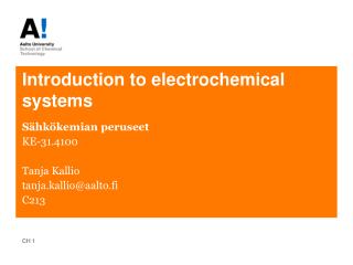 Introduction to electrochemical systems