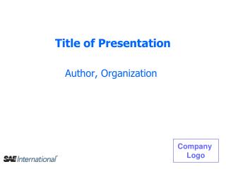 Title of Presentation