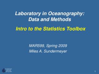 Laboratory in Oceanography: Data and Methods