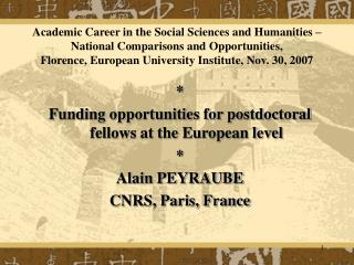 * Funding opportunities for postdoctoral fellows at the European level * Alain PEYRAUBE
