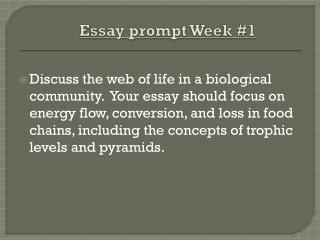 Essay prompt Week #1