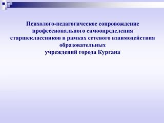 Модель «Межшкольный учебный комбинат – Центр профессиональной карьеры»