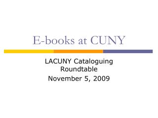 E-books at CUNY