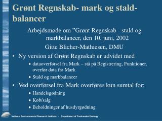 Grønt Regnskab- mark og stald-balancer