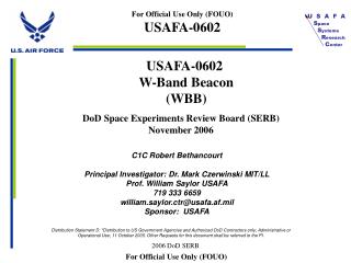 USAFA-0602 W-Band Beacon (WBB)
