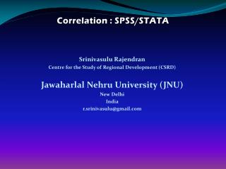 Correlation : SPSS/STATA