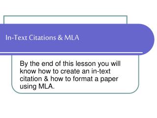 PPT - Parenthetical MLA Citation of Textual Evidence PowerPoint ...