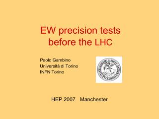 EW precision tests before the LHC