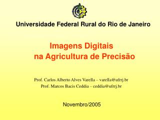 Prof. Carlos Alberto Alves Varella – varella@ufrrj.br Prof. Marcos Bacis Ceddia – ceddia@ufrrj.br