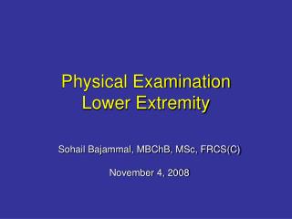 Physical Examination Lower Extremity