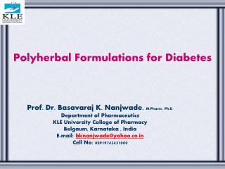 Polyherbal Formulations for Diabetes