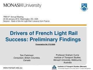 Drivers of French Light Rail Success: Preliminary Findings