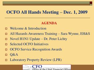 OCFO All Hands Meeting – Dec. 1, 2009