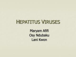 H EPATITUS V IRUSES