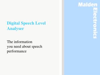 Digital Speech Level Analyser