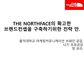 THE NORTHFACE 의 확고한 브랜드컨셉을 구축하기위한 전략 안 .