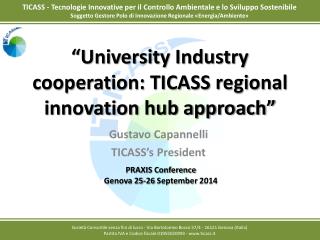 “University Industry cooperation: TICASS regional innovation hub approach”