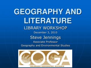 GEOGRAPHY AND LITERATURE