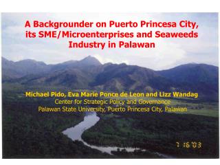 A Backgrounder on Puerto Princesa City, its SME/Microenterprises and Seaweeds Industry in Palawan