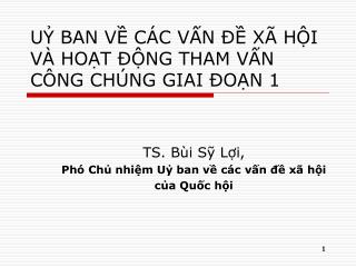 UỶ BAN VỀ CÁC VẤN ĐỀ XÃ HỘI VÀ HOẠT ĐỘNG THAM VẤN CÔNG CHÚNG GIAI ĐOẠN 1