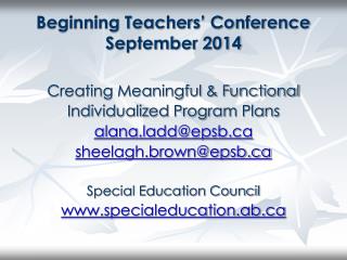 Beginning Teachers’ Conference September 2014